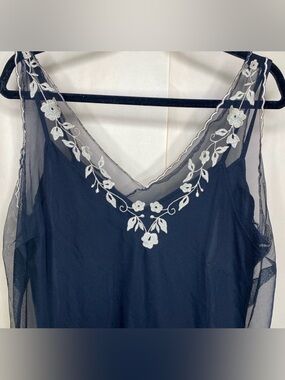 90’s-Y2K NEWPORT NEWS Black MESH Overlay White Floral Maxi Dress Sz 18 Plus Size